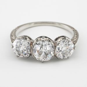 Edwardian Antique 3.02ct Diamond Three Stone Engagement Ring
