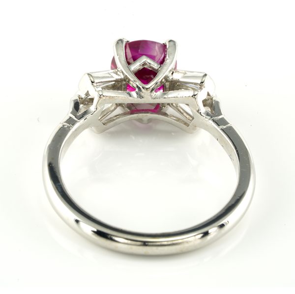 Vintage Certified 1.62ct Natural No Heat Burmese Ruby and Diamond Bow Cluster Engagement Ring