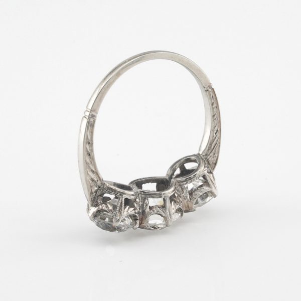 Edwardian Antique Old Cut Diamond Three Stone Engagement Ring, 3.02 carat total