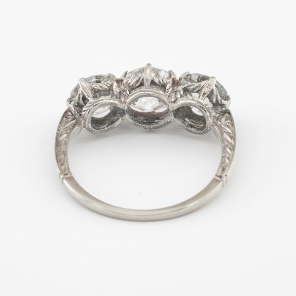 Edwardian Antique Old Cut Diamond Trilogy Engagement Ring, 3.02 carats