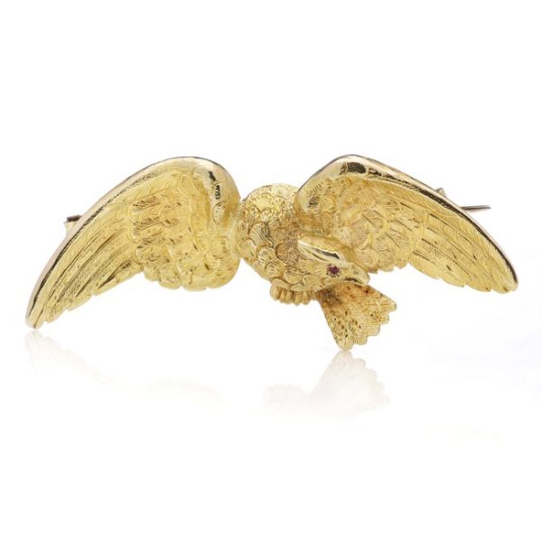 Antique 22ct Yellow Gold Flying Eagle Brooch