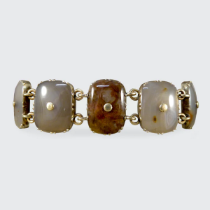 Antique Victorian Agate Link Gold Bracelet