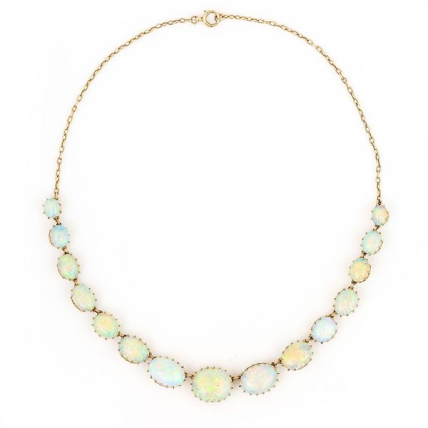 Antique Victorian Water Opal Riviere Collar Necklace, Late 19th century Circa 1880