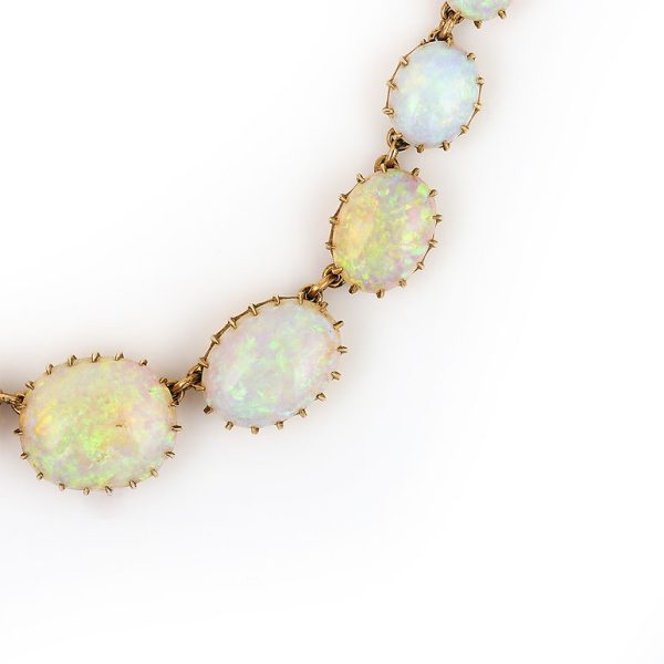 Antique Victorian Water Opal Riviere Collar Necklace, Late 19th century Circa 1880