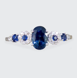 Geometric 0.83ct Sapphire and Diamond Ring