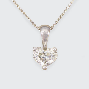 Heart Cut Diamond Solitaire Pendant Necklace, 0.40ct