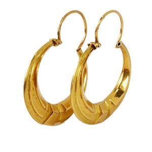 French 18cr Yellow Gold Creole Hoop Earrings