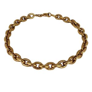 18ct Yellow Gold Textured Cable Link Bracelet