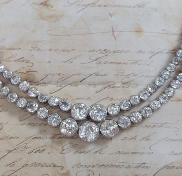 Old European Cut Diamond Two Row Necklace, 19.25cts
