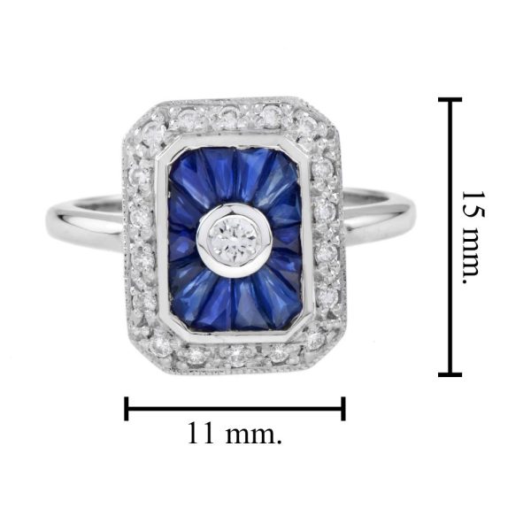 Diamond and Sapphire Plaque Cluster Ring
