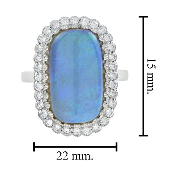 5.20ct Australian Opal and Diamond Halo Cluster Dress Ring