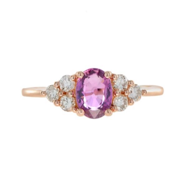 Certified 1.02ct Natural No Heat Pink Sapphire and Diamond Engagement Ring in 18ct Rose Gold