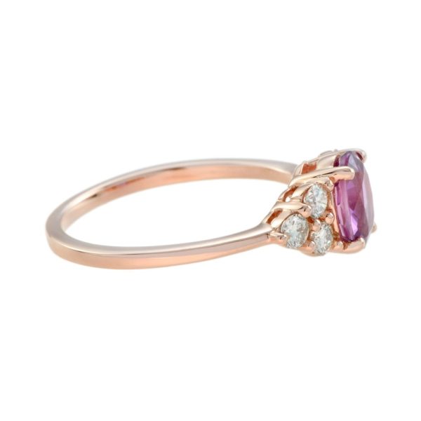 Certified 1.02ct Natural No Heat Pink Sapphire and Diamond Engagement Ring in 18ct Rose Gold