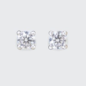 Single Stone Diamond Solitaire Stud Earrings, 0.40 carats