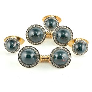 Gold, 28.00ct Cabochon Cut Turquoise and Diamond Cocktail Ring