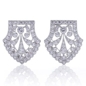 Art Deco Diamond Double Clip Brooch, 4.20 carats