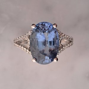 6.28ct Sri Lanka Sapphire and Diamond Solitaire Engagement Ring