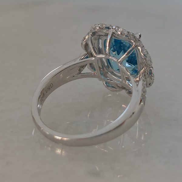 3.59ct Brazilian Aquamarine and Diamond Cluster Dress Ring