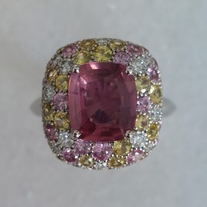 3.10ct Natural No Heat Padparadscha Sapphire Cluster Ring