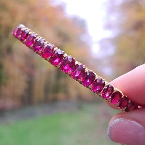 Victorian Antique 12cts Ruby Set Gold Bangle Bracelet