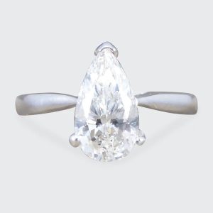 Single Stone 1.26ct Pear Cut Diamond Solitaire Engagement Ring in 18ct White Gold