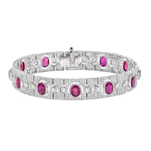 Art Deco Style 8.87ct Ruby and Diamond Bracelet