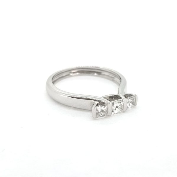 Princess Cut Diamond Three Stone Engagement Ring, 0.48 carat total