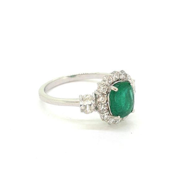 1.25ct Emerald and Diamond Cluster Engagement Ring