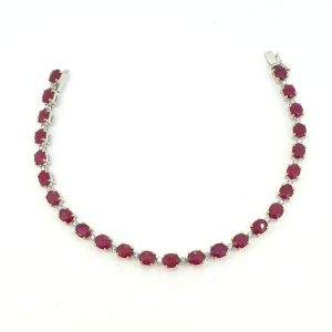 Modern Ruby and Diamond Line Bracelet, 11.47 carats