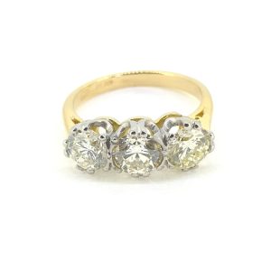 Diamond Three Stone Engagement Ring in Yellow Gold, 2.11 carats