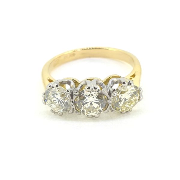 Diamond Three Stone Engagement Ring in 18ct Yellow Gold, 2.11 carat total