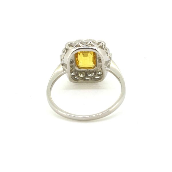 1.70ct Yellow Sapphire and Diamond Floral Cluster Ring in Platinum