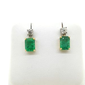 Emerald and Diamond Drop Earrings, 2.80 carats