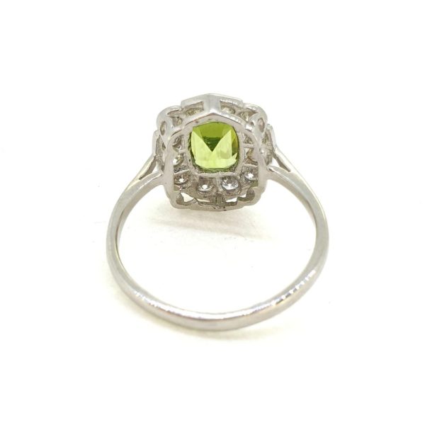 1.50ct Oval Peridot and Diamond Cluster Ring in Platinum