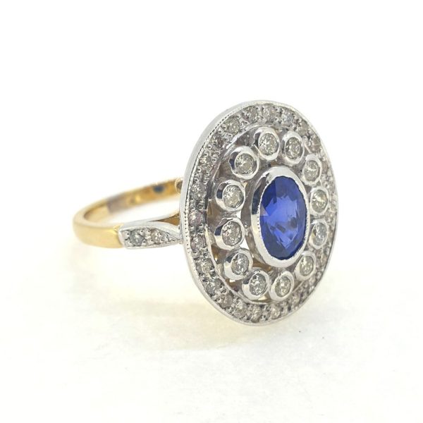 1ct Oval Sapphire and Diamond Cluster Dress Ring
