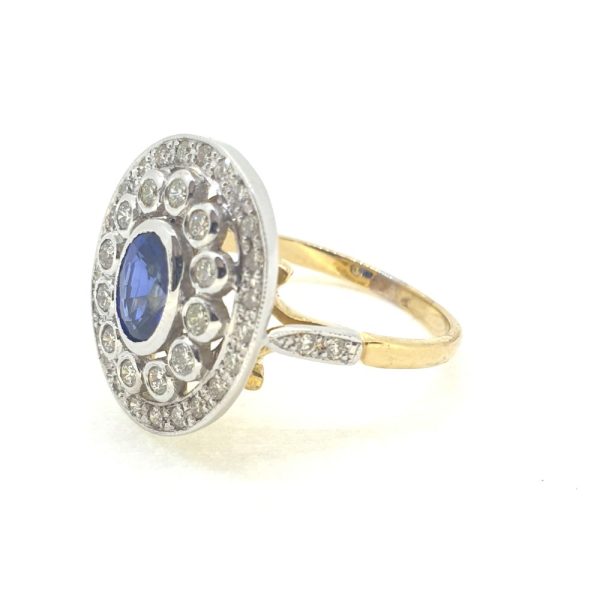1ct Oval Sapphire and Diamond Cluster Dress Ring