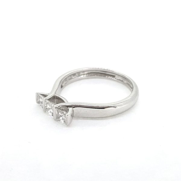 Princess Cut Diamond Three Stone Engagement Ring, 0.48 carat total