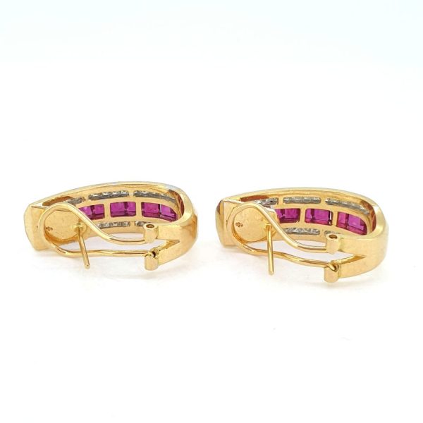 Vintage Ruby and Diamond Creole Earrings, 3 carats