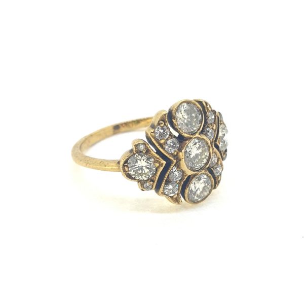 Decorative 1.20ct Diamond Cluster Dress Ring in 14ct Yellow Gold