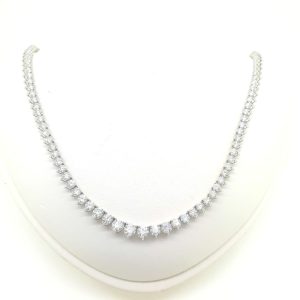 Graduated Diamond Line Necklace, 14.45 carat total