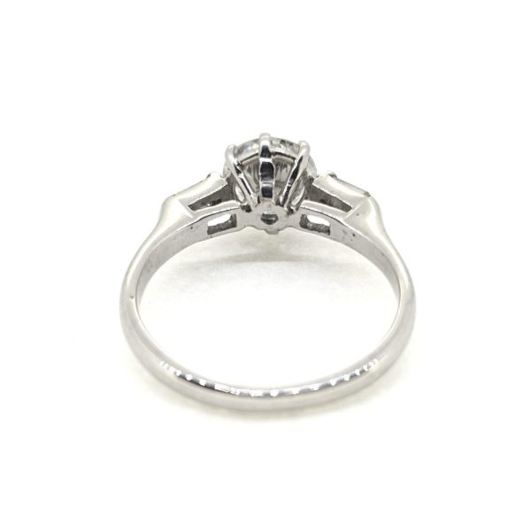 1ct Diamond Solitaire Engagement Ring with Baguette Shoulders in 18ct White Gold