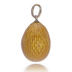 Antique Faberge Orange Enamel and Gold Egg Pendant