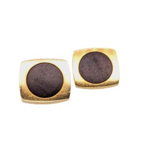 Vintage Hermes Wood and Gold Cufflinks Circa 1970