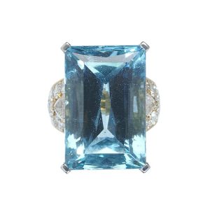 Vintage Italian Repossi 35ct Aquamarine and Diamond Cocktail Ring