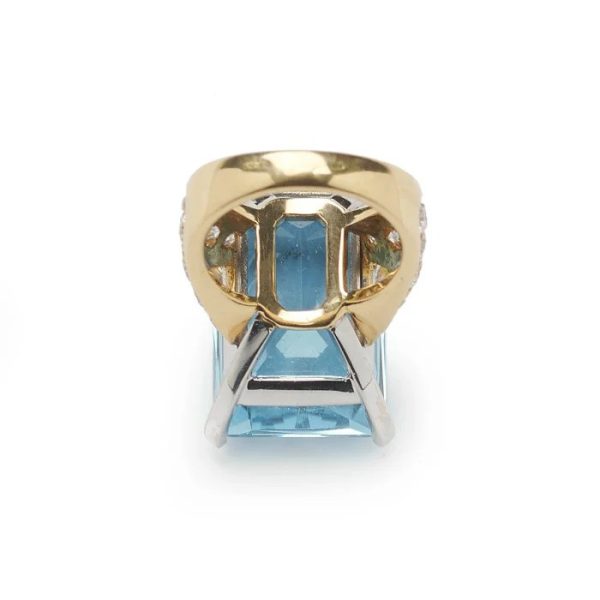 Vintage Italian Repossi 35ct Aquamarine and Diamond Cocktail Ring