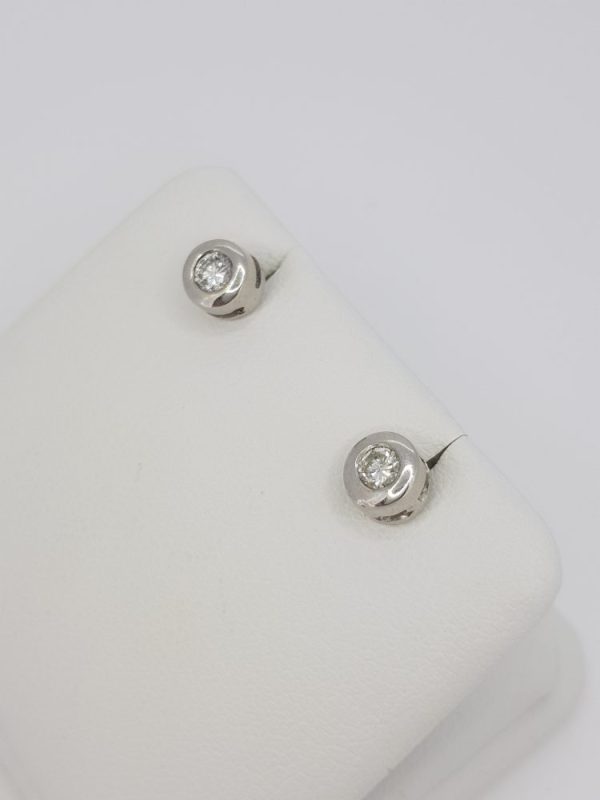 Bezel Set Diamond Solitaire Stud Earrings, 0.30 carat total