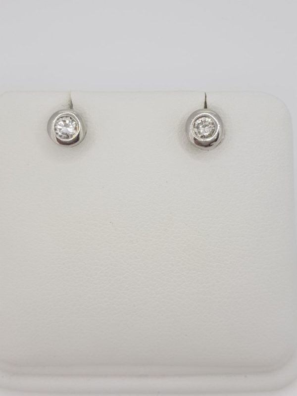 Bezel Set 0.30ct Diamond Solitaire Stud Earrings in 18ct White Gold