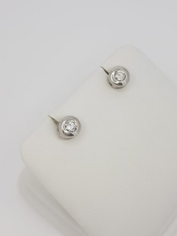 Bezel Set Diamond Solitaire Stud Earrings, 0.30 carats
