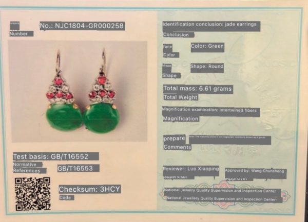 Vintage Jadeite Jade Ruby and Diamond Cluster Drop Earrings