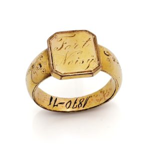 Antique Franco Prussian War Brass Engraved Signet Ring